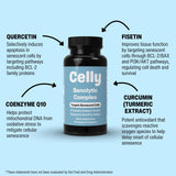 Celly Senolytic Complex Quercetin Supplement capsules close-up