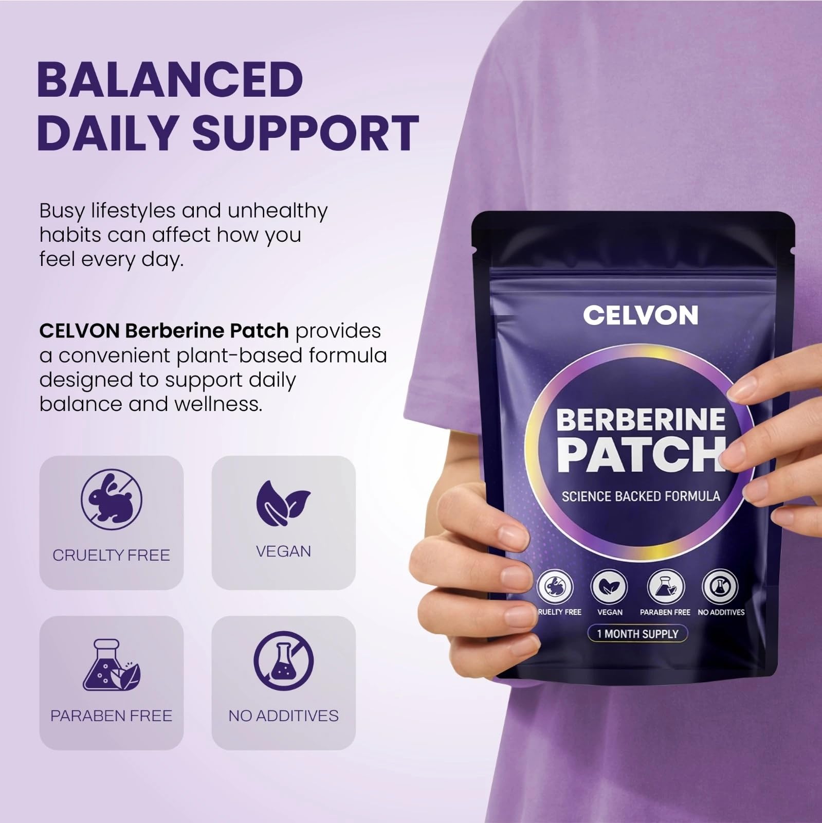 CELVON Berberine Patches close-up of natural ingredients
