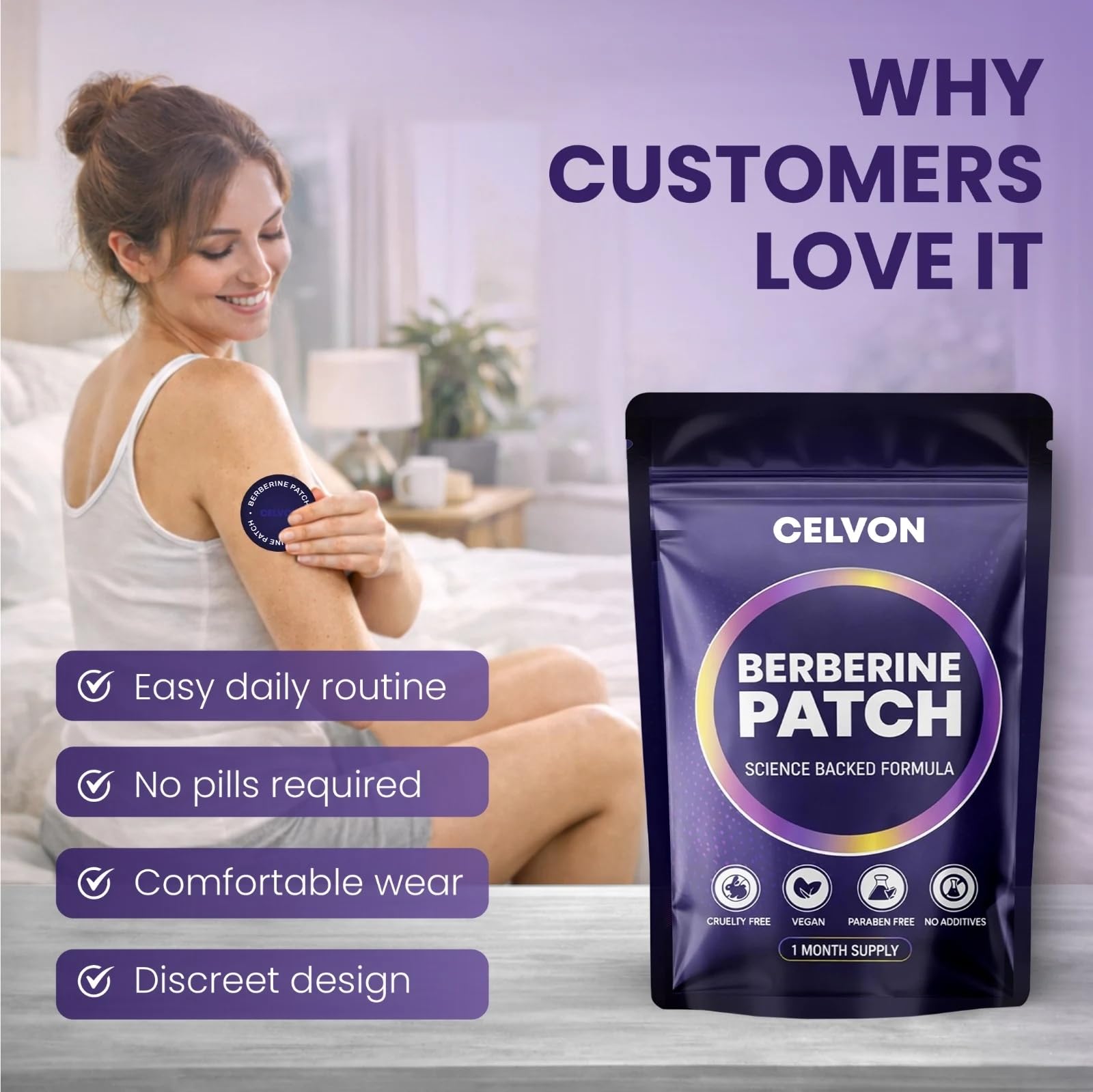 CELVON Berberine Patches lifestyle scene with user