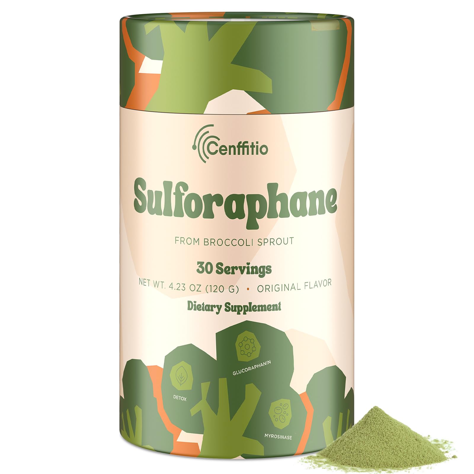 Cenffitio High Potency Sulforaphane Powder front view with packaging