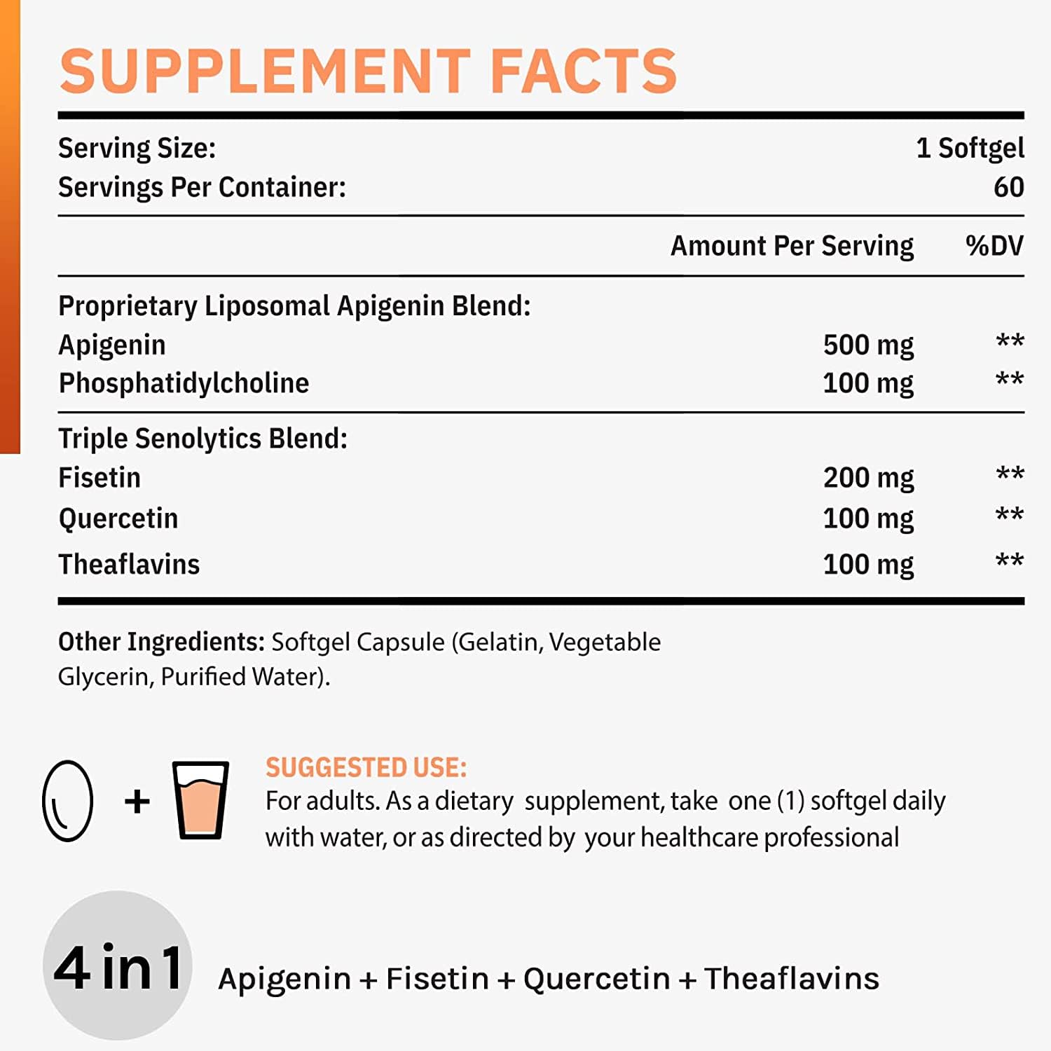 Cenffitio Liposomal Apigenin Softgels 500mg softgel close-up