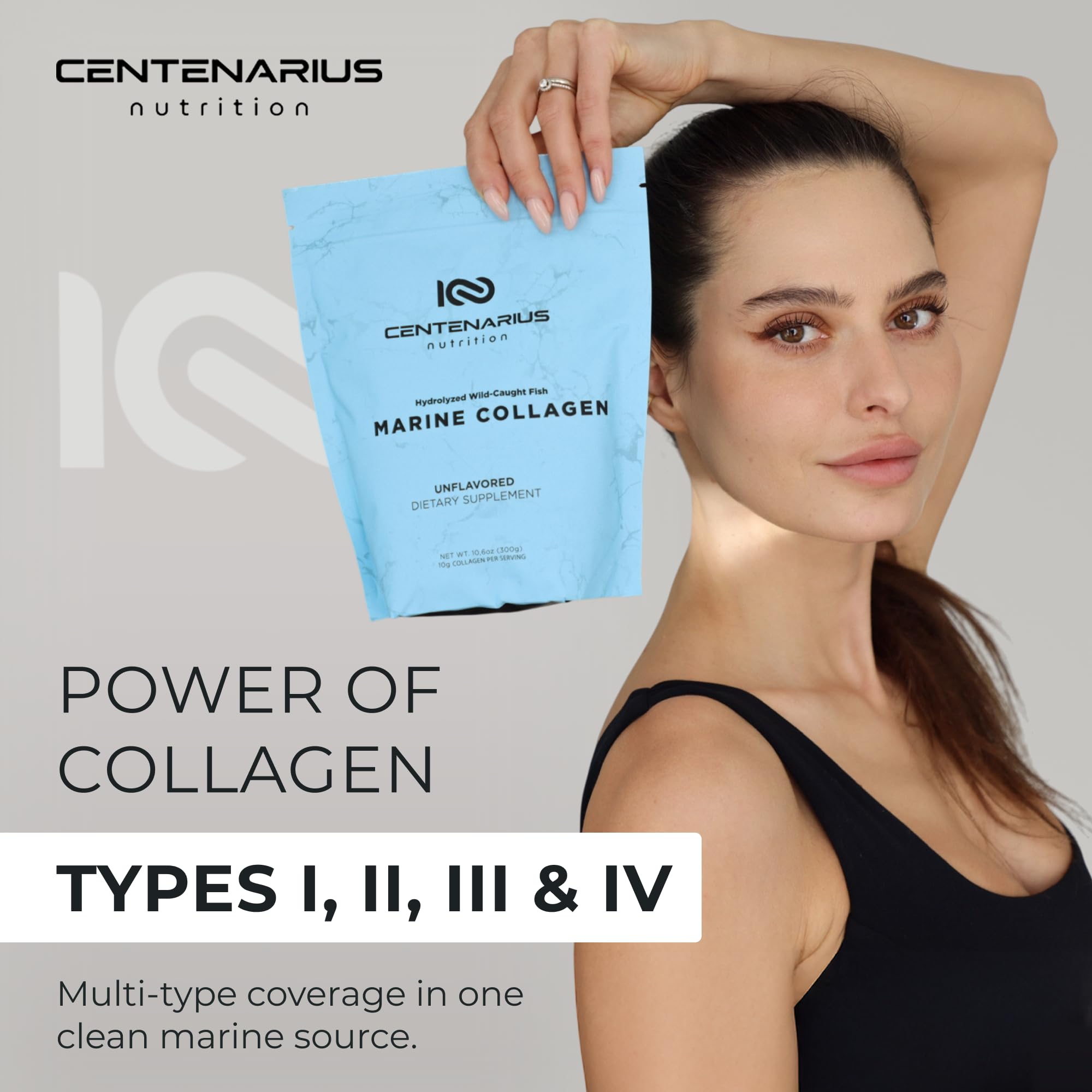 Centenarius Nutrition Marine Collagen Powder 301g mixed in a smoothie