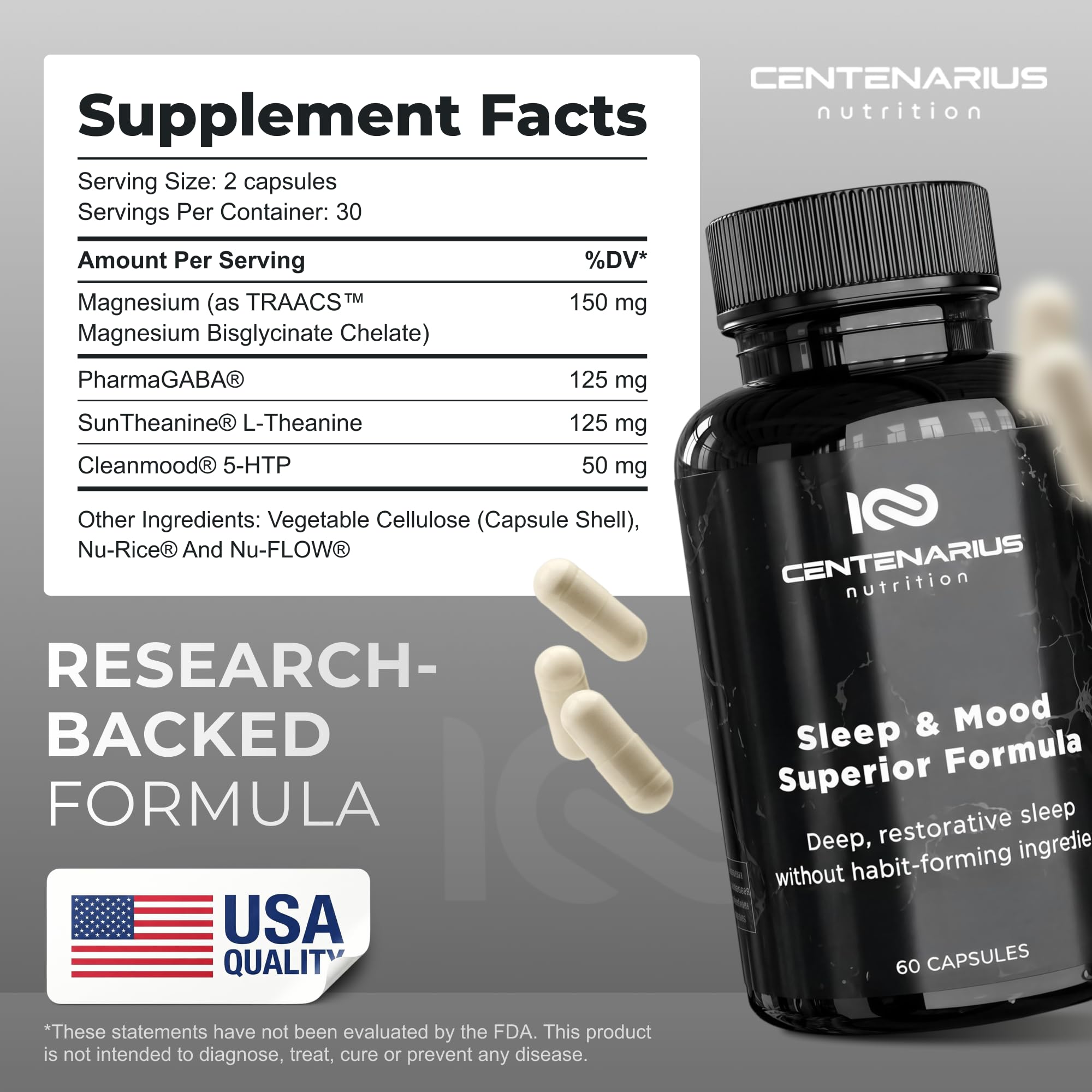 Centenarius Nutrition Sleep and Mood Formula capsule packaging