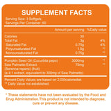 Central Park Morning Pumpkin Seed Oil & Saw Palmetto softgels with measuring spoon