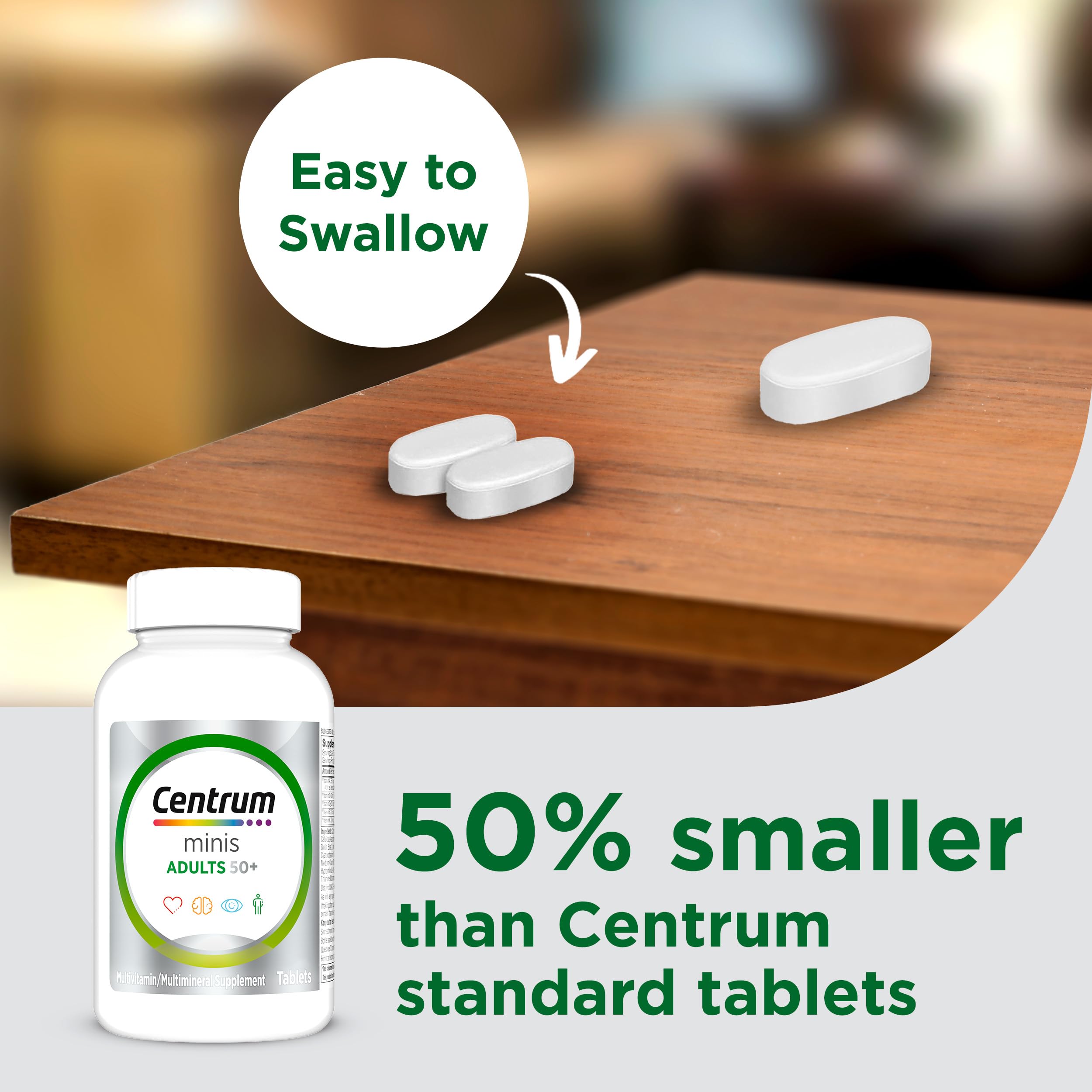 Centrum Minis Silver Multivitamin bottle with a measuring spoon for dosage