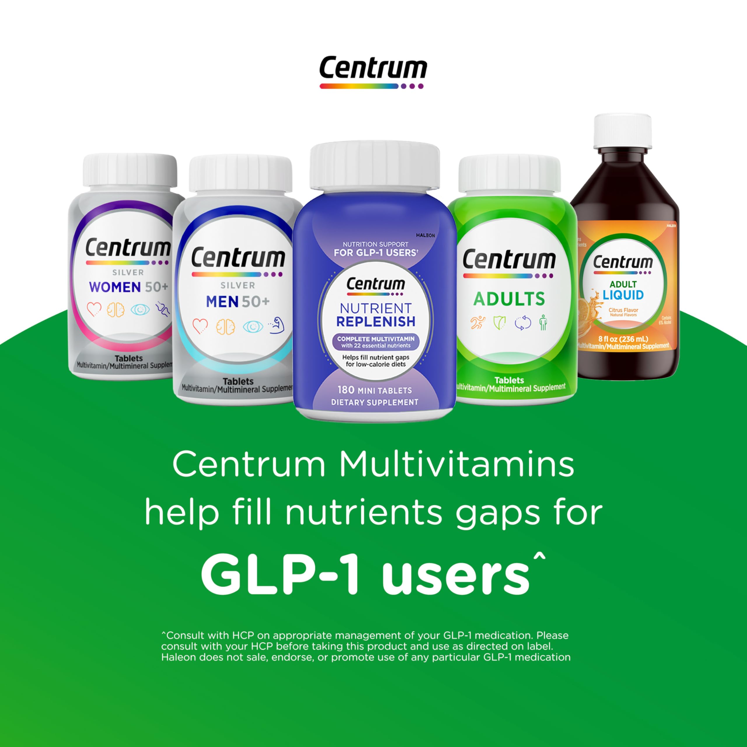Centrum Multivitamin for Women bottle on table