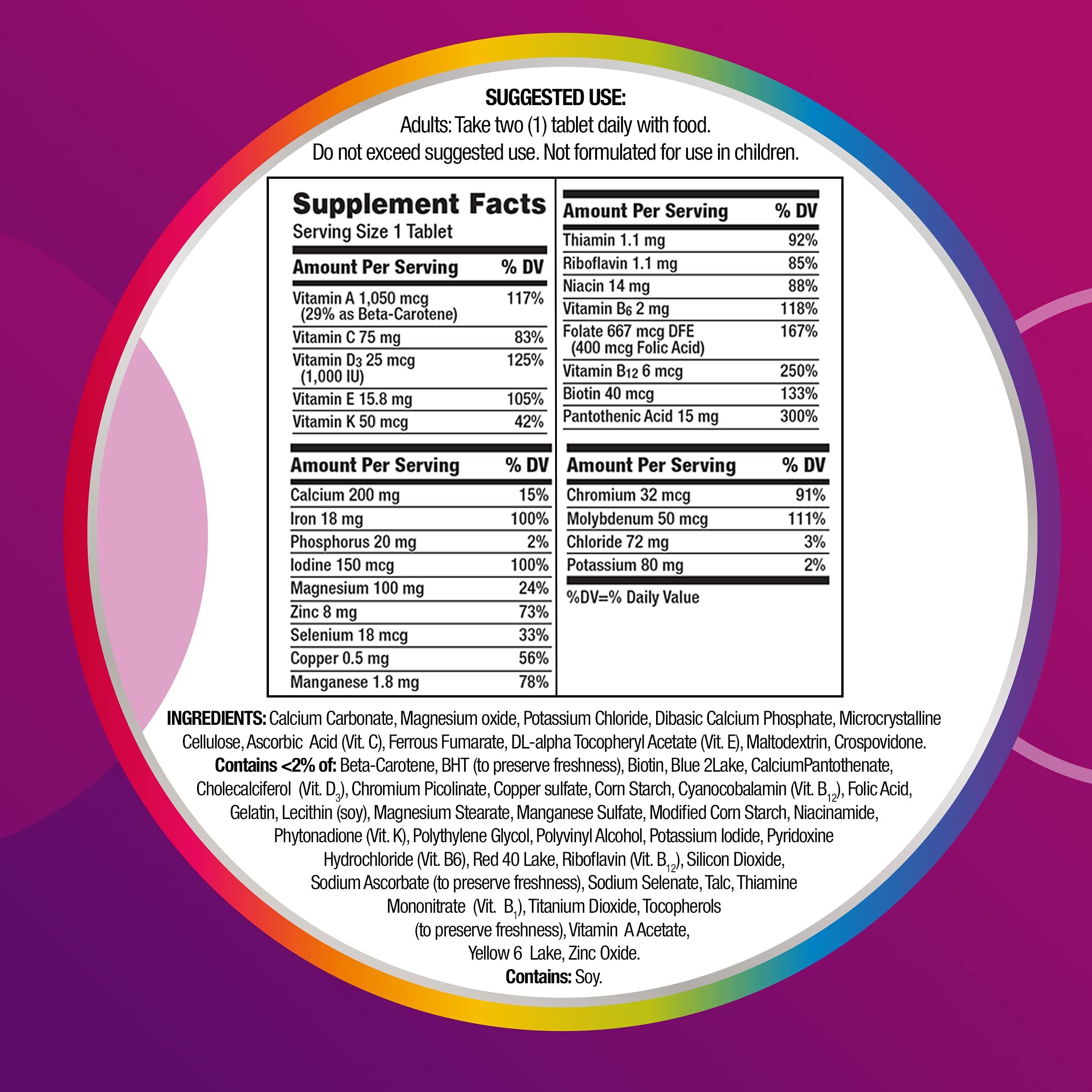 Centrum Multivitamin for Women tablet on a wooden surface