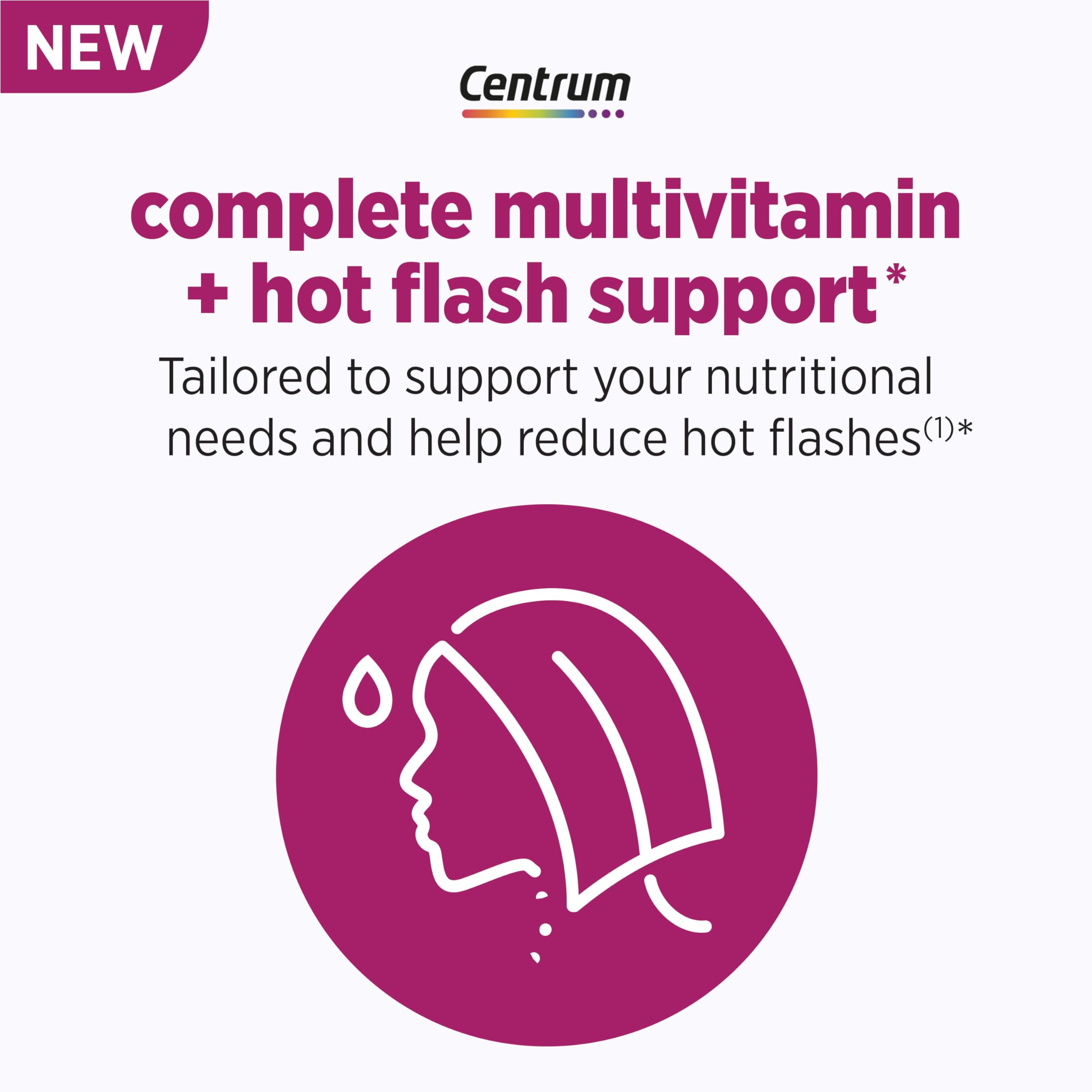 Centrum Multivitamin + Hot Flash Support bottle side view