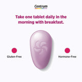 Centrum Multivitamin + Hot Flash Support bottle with a measuring spoon