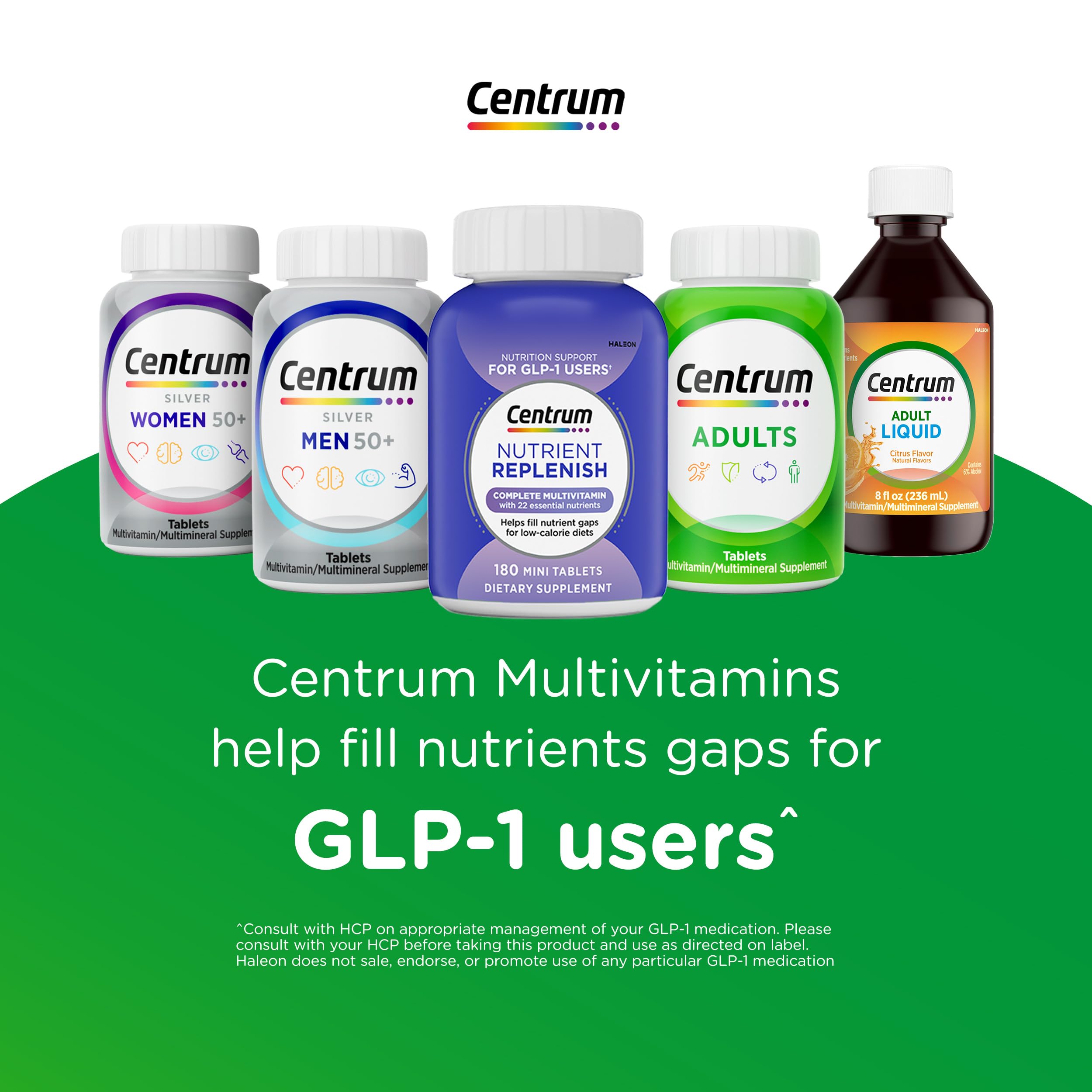 Centrum Silver Women's Multivitamin lifestyle scene with a healthy meal