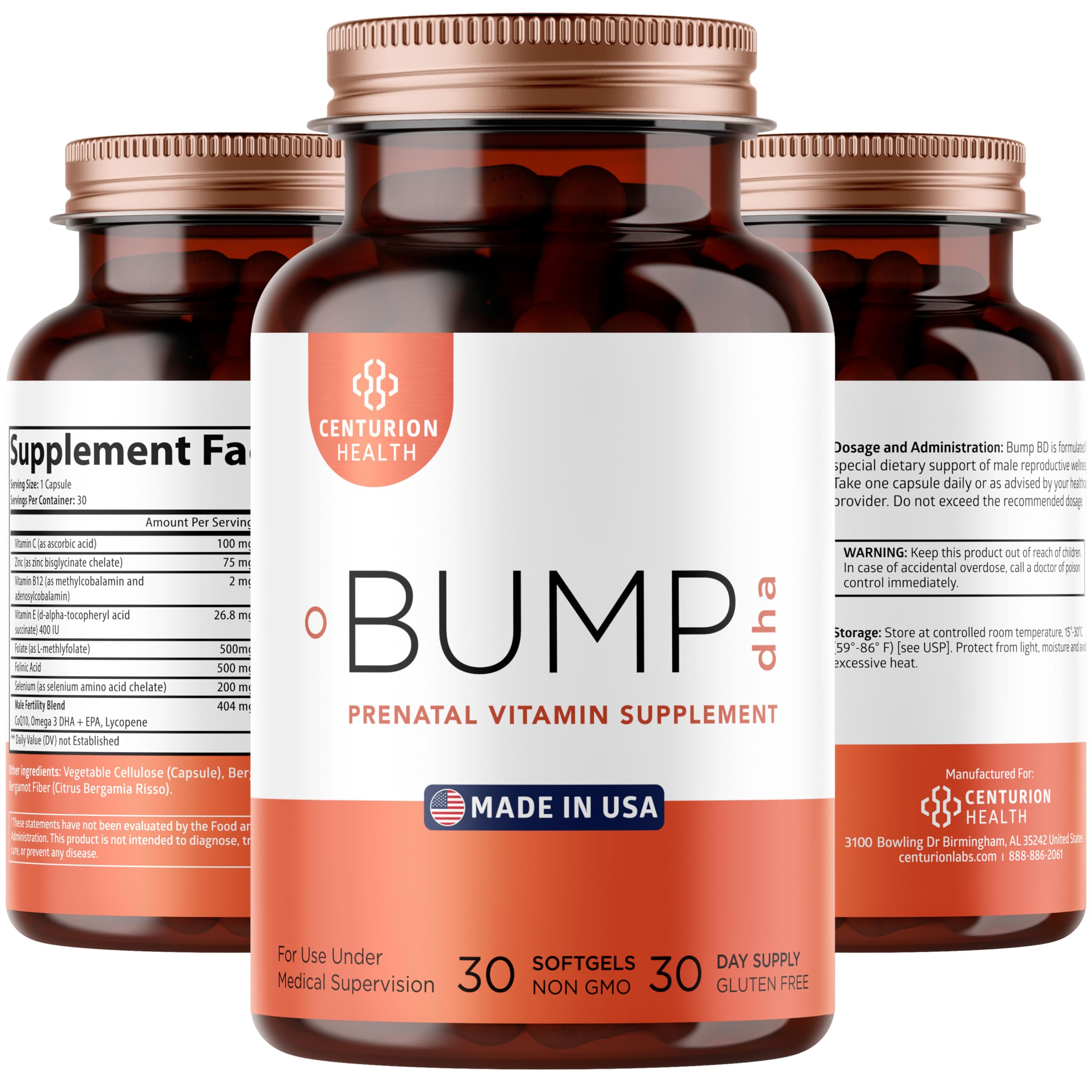 Centurion Health Prenatal Vitamins 30 softgels front view