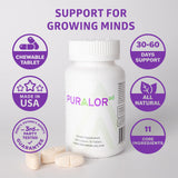 Centurion Health Puralor AD Chewable Tablets with a child's hand
