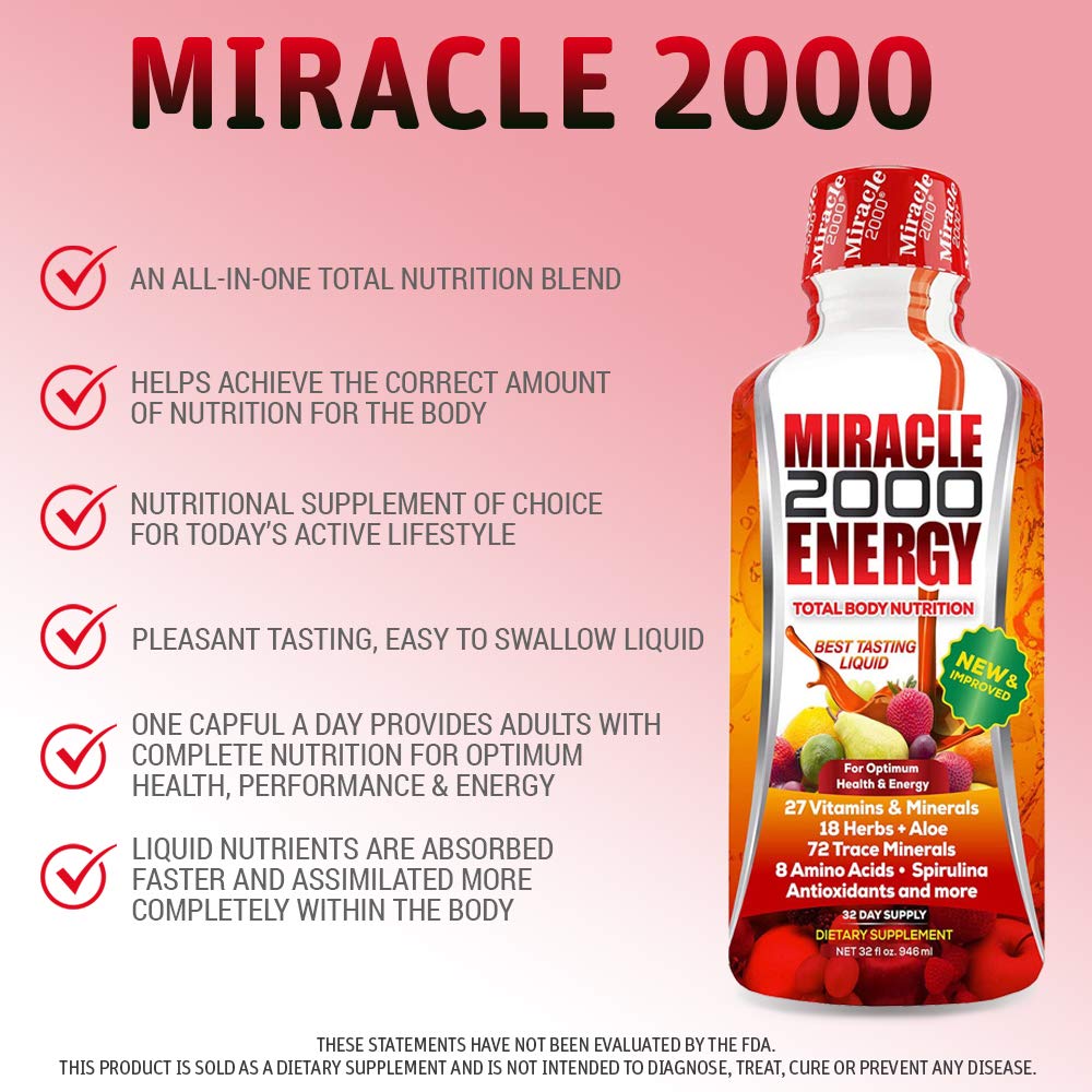 Century Systems Miracle 2000 liquid multivitamin back label details