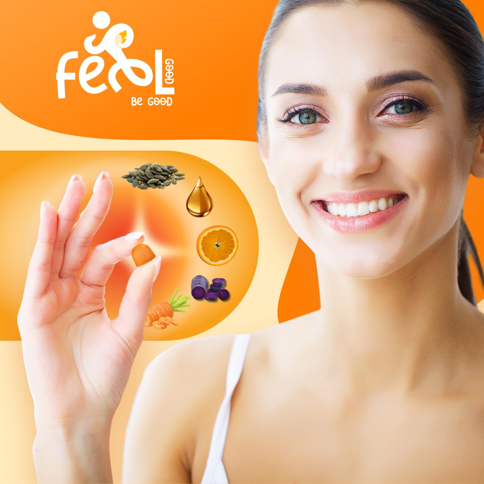 Ceres Nature Pumpkin Seed Oil Gummies with a hand holding one gummy