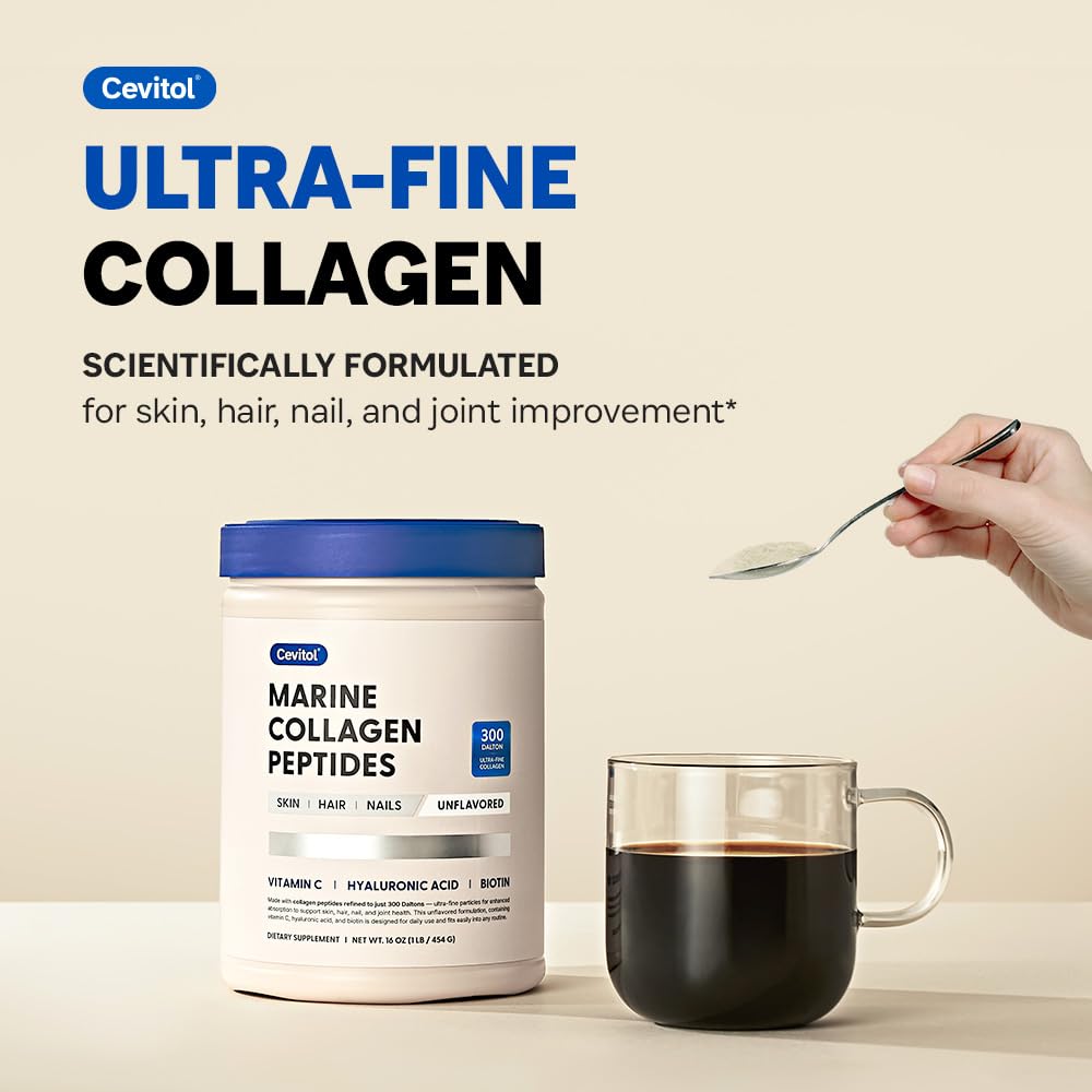 Cevitol Collagen Powder 454g back view with nutritional information