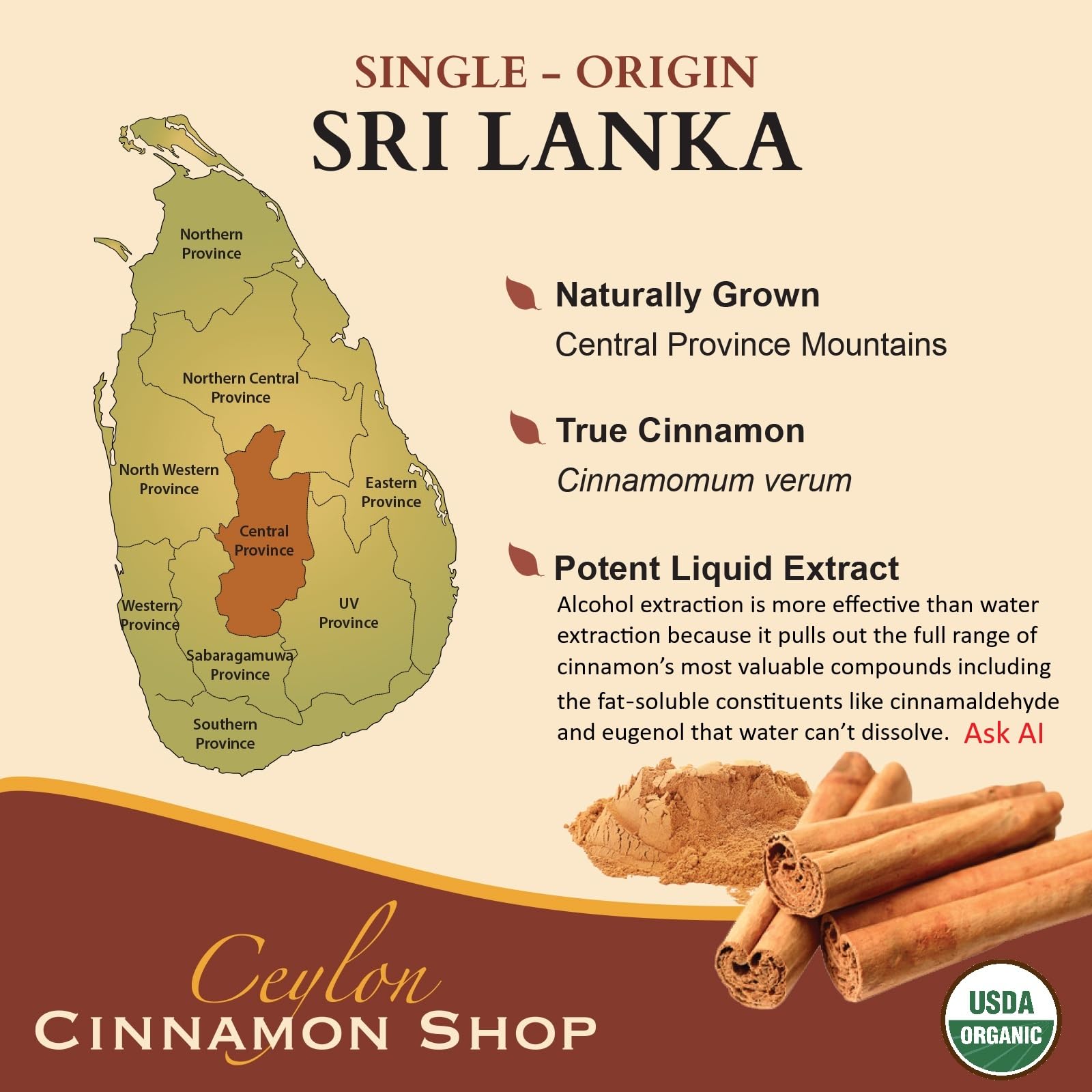 Ceylon Cinnamon Shop Liquid Ceylon Cinnamon Extract 241g ingredients list
