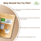 CEYLONFLAVORS FRESH AND PURE Organic Ceylon Cinnamon Powder close-up of label
