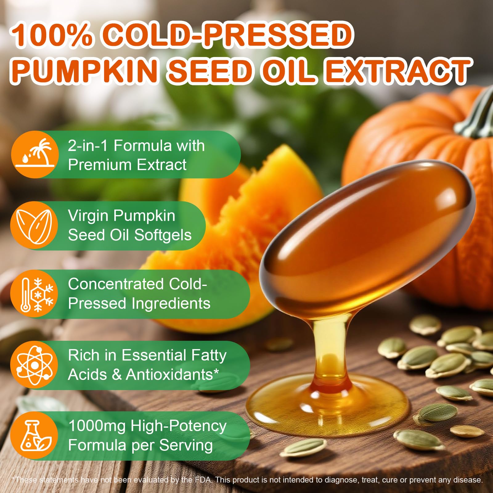 CFHQXSZ Pumpkin Seed Oil Softgels back view showing ingredients