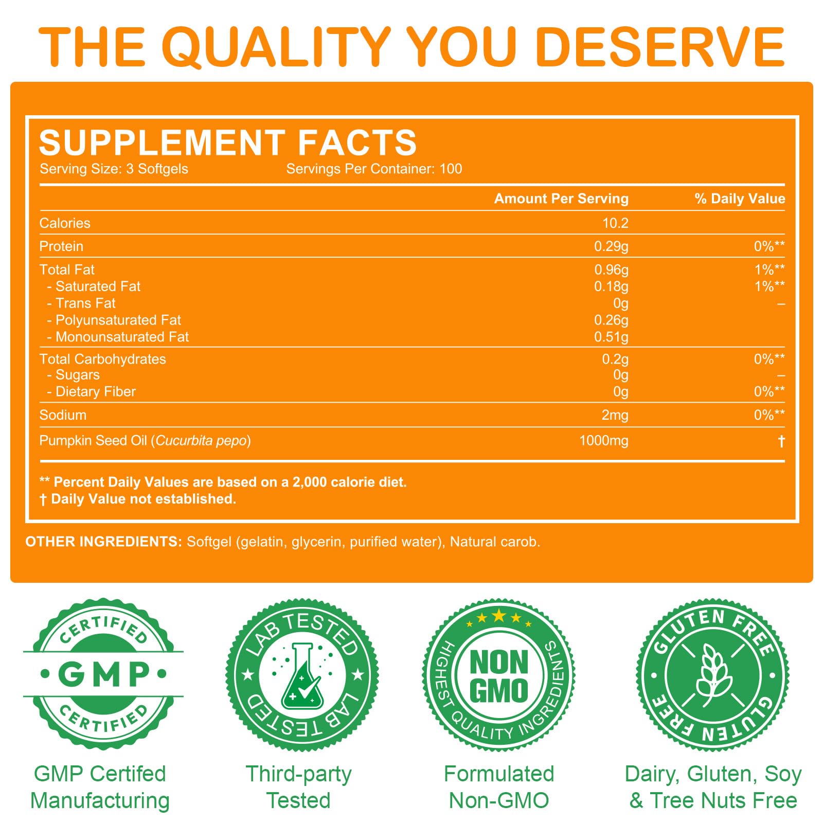 CFHQXSZ Pumpkin Seed Oil Softgels open pouch showing contents