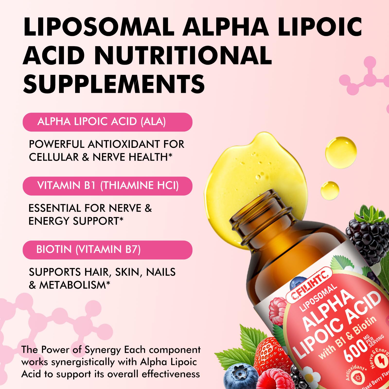 CFILIHTC Alpha Lipoic Acid 600mg liquid drops mixed berry flavour