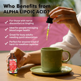 CFILIHTC Alpha Lipoic Acid 600mg liquid drops on a wooden table