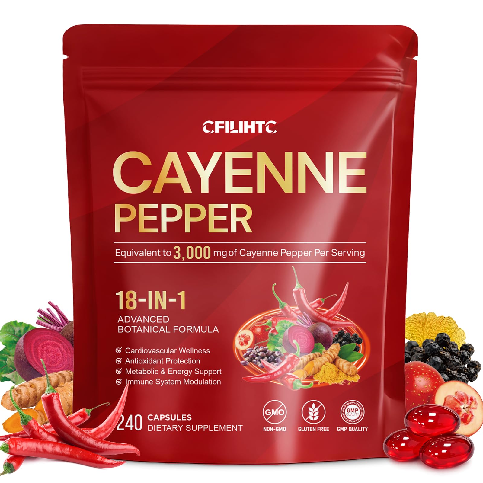 CFILIHTC Cayenne Pepper Supplement bottle front view