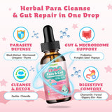 CFILIHTC Herbal Gut Cleanse for Kids liquid drops in a measuring spoon