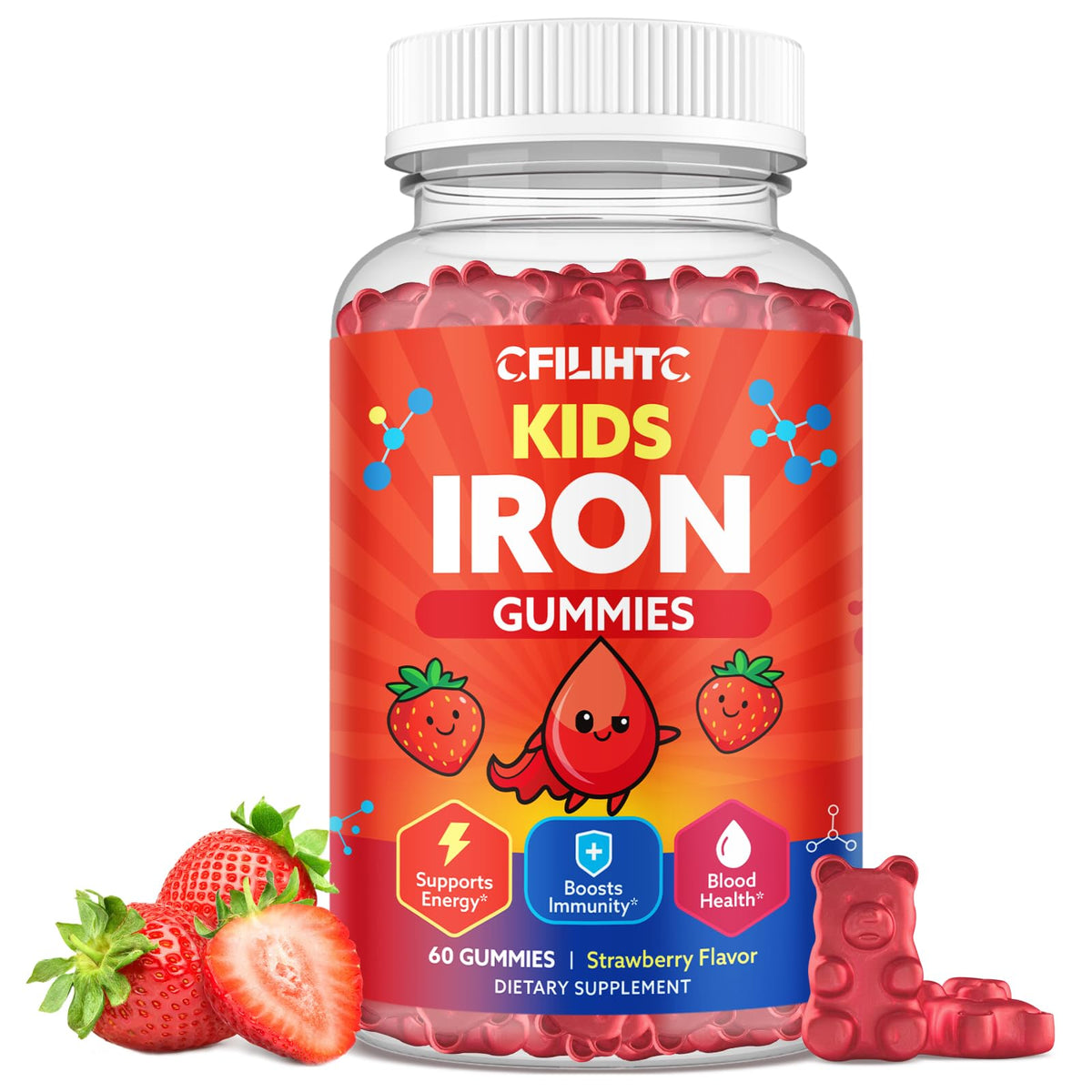 CFILIHTC Iron Gummies for Kids front view packaging
