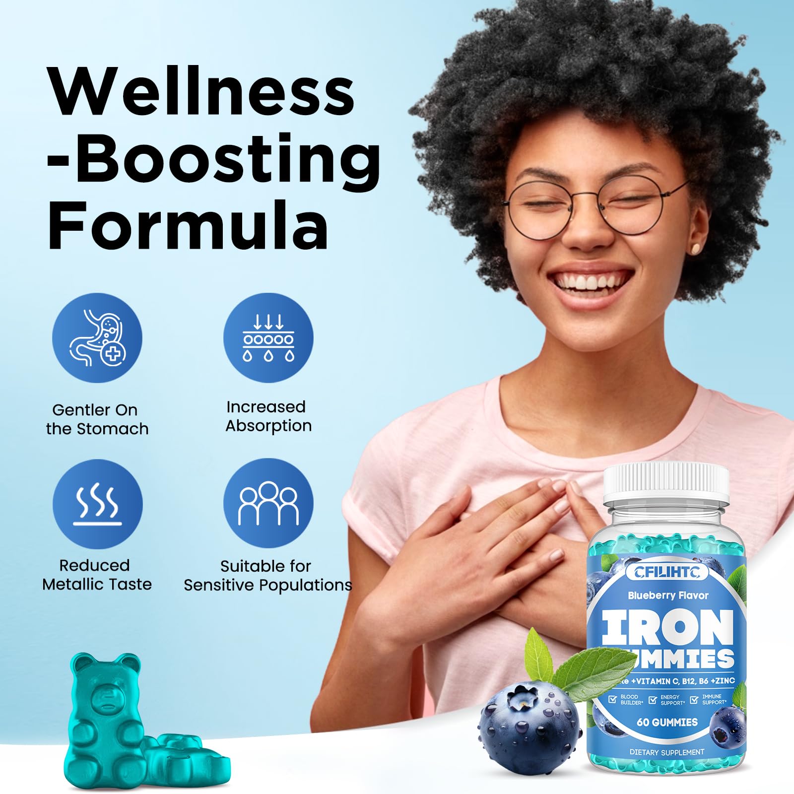 CFILIHTC Iron Gummies showing nutritional information