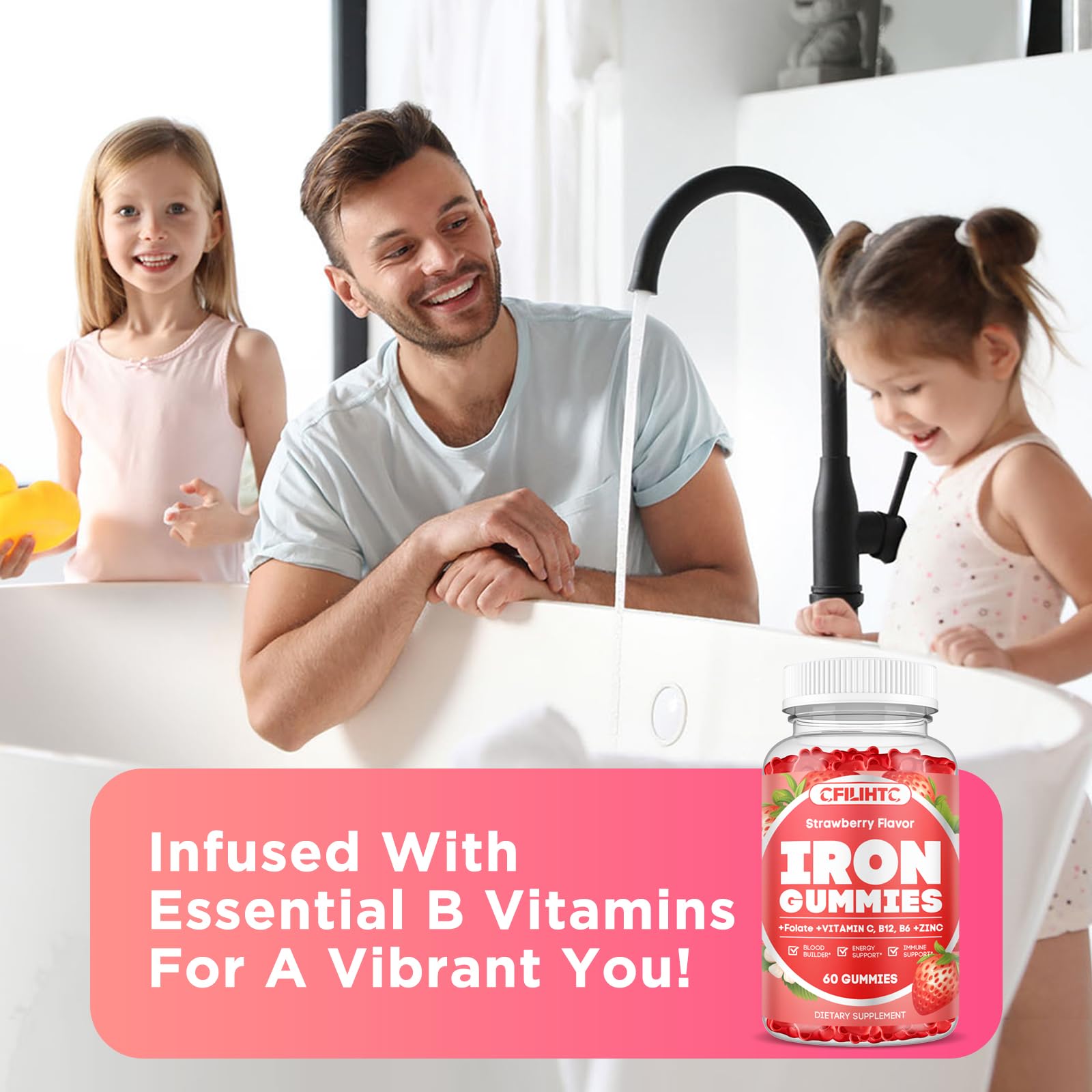 CFILIHTC Iron Gummies with fresh strawberries