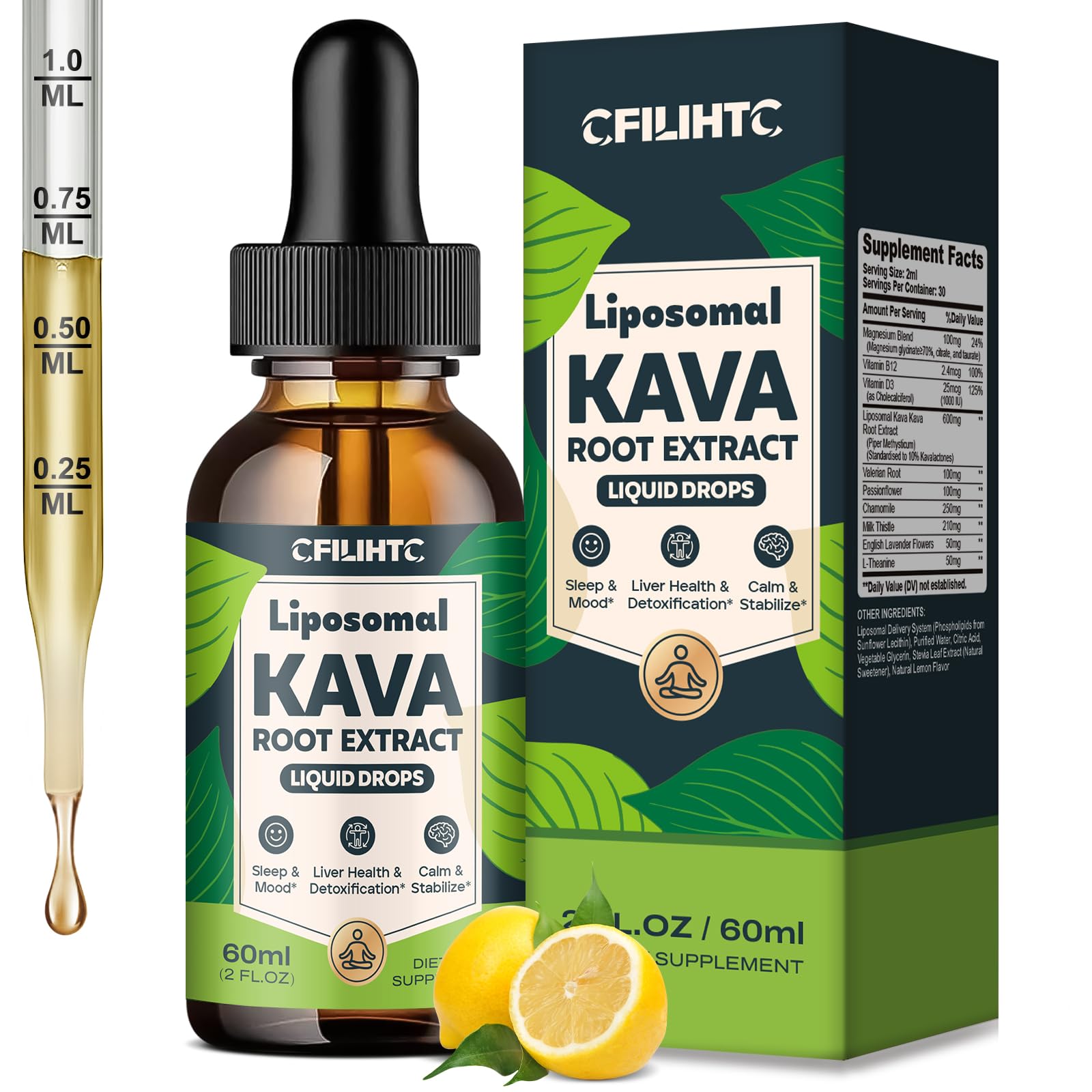 CFILIHTC Kava Kava Liquid Drops 150g front view