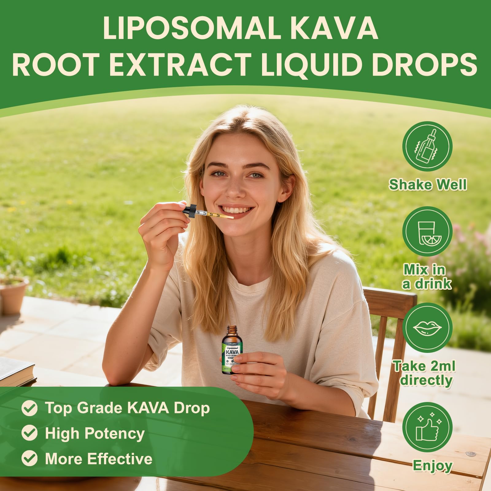 CFILIHTC Kava Kava Liquid Drops 150g with herbal ingredients