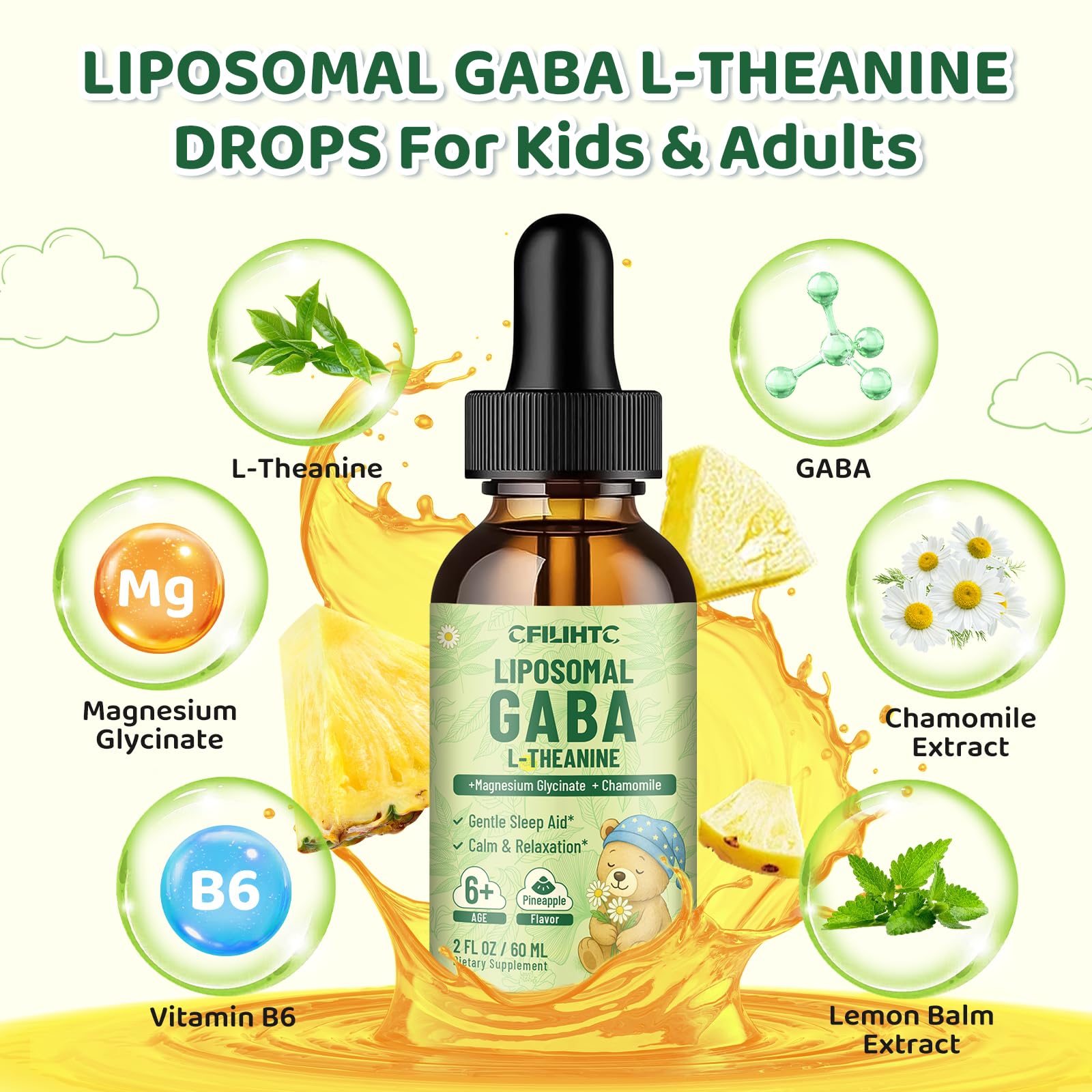 CFILIHTC Liposomal GABA L-Theanine Drops bottle with label
