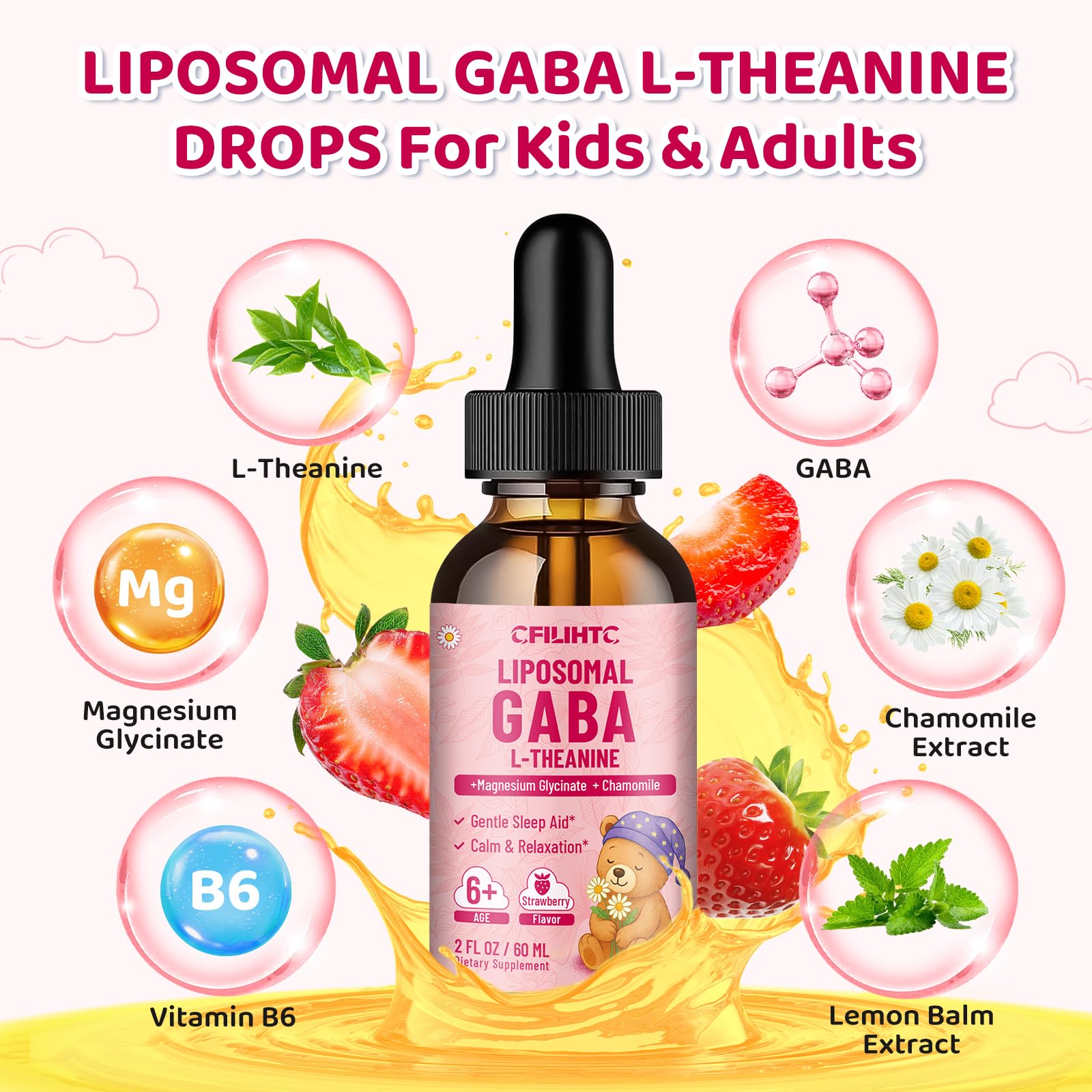 CFILIHTC Liposomal GABA L-Theanine Liquid Drops bottle with cap