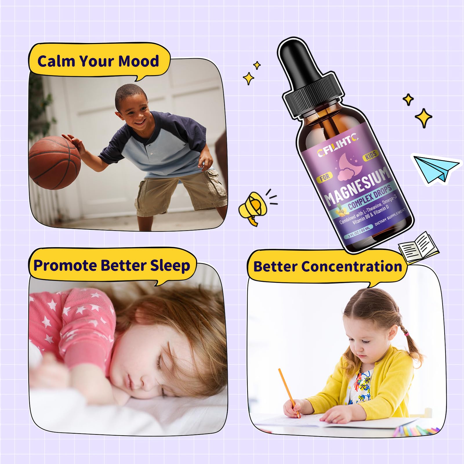 CFILIHTC Magnesium Glycinate Liquid Drops 299g with measuring dropper