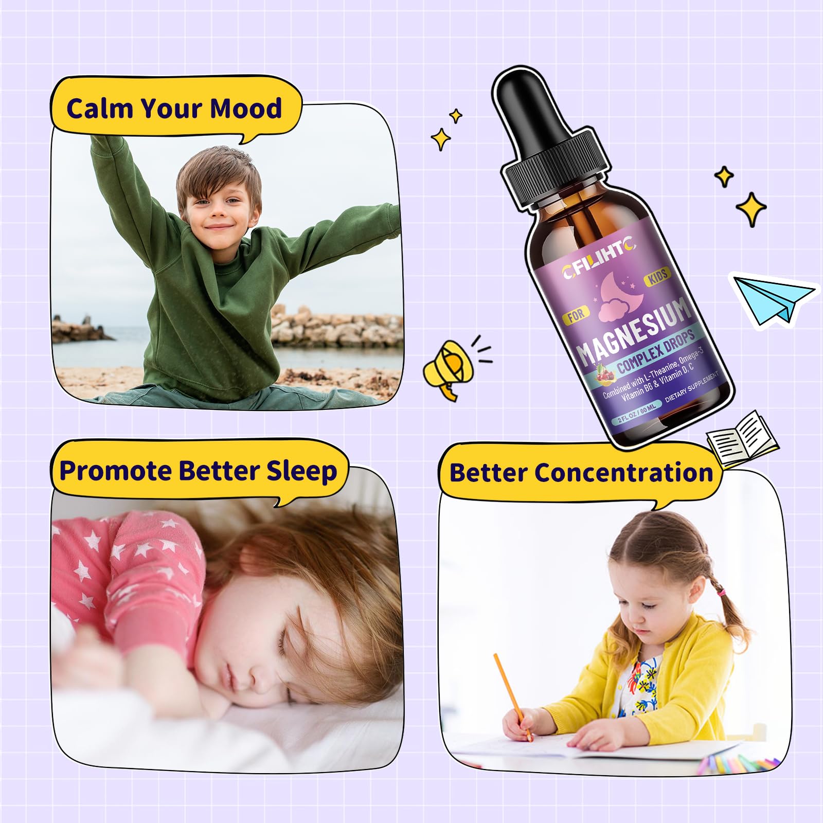 CFILIHTC Magnesium Glycinate Liquid Drops 300ml side view