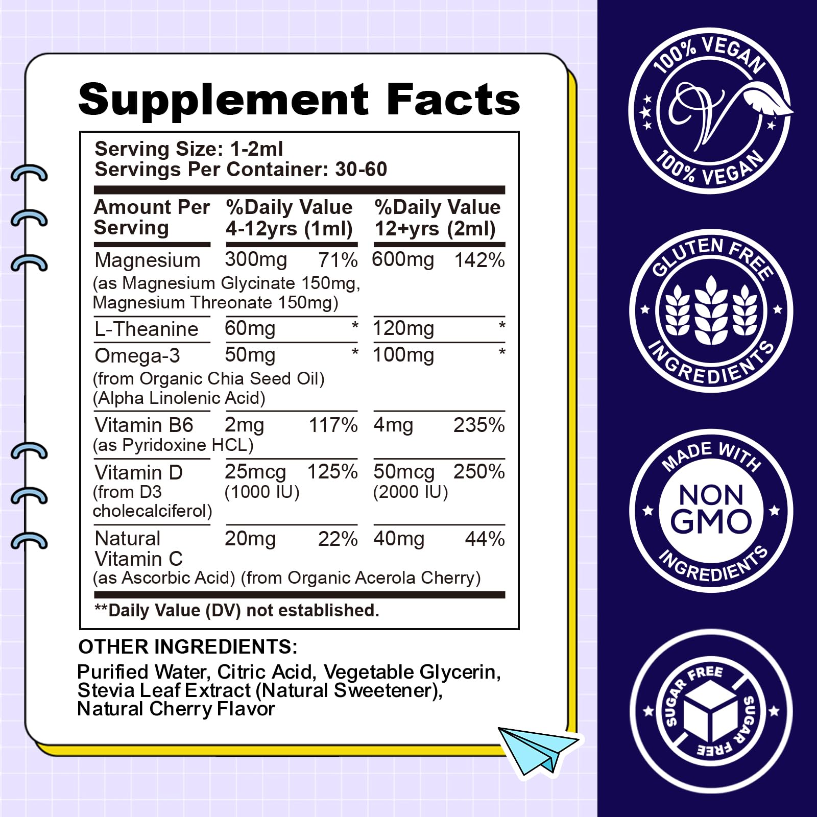 CFILIHTC Magnesium Glycinate Liquid Drops 300ml with dosage dropper