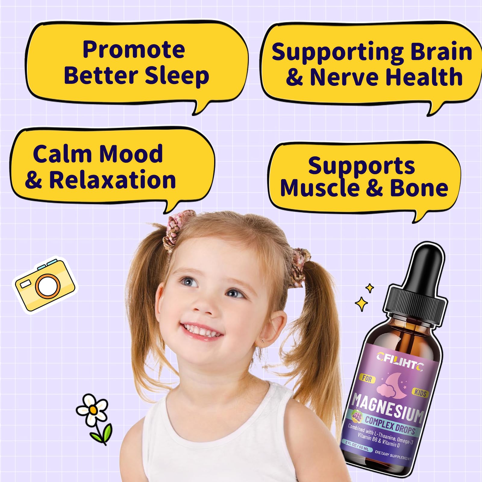CFILIHTC Magnesium Glycinate Liquid Drops with a glass of water