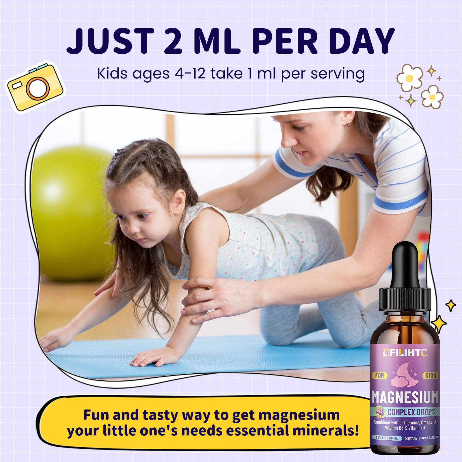 CFILIHTC Magnesium Glycinate Liquid Drops with a measuring spoon