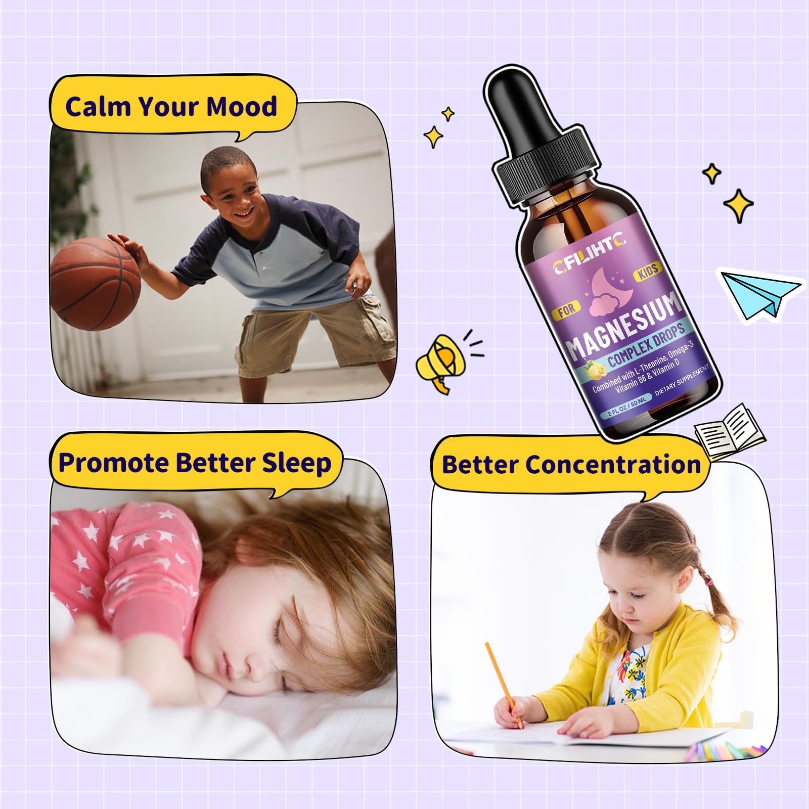 CFILIHTC Magnesium Glycinate Liquid Drops with dosage dropper