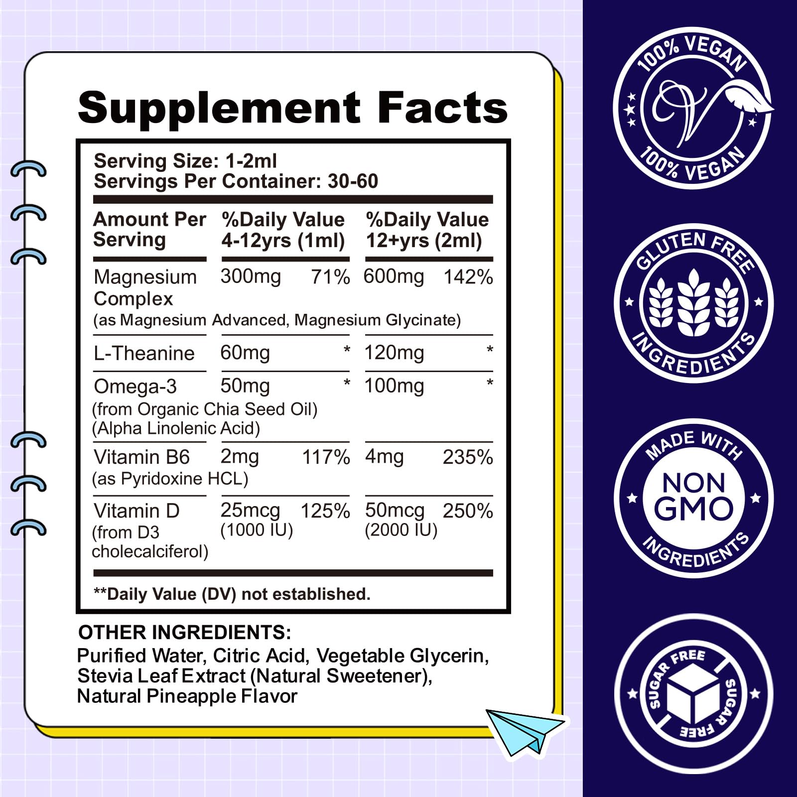 CFILIHTC Magnesium Glycinate Liquid Drops with dosage dropper