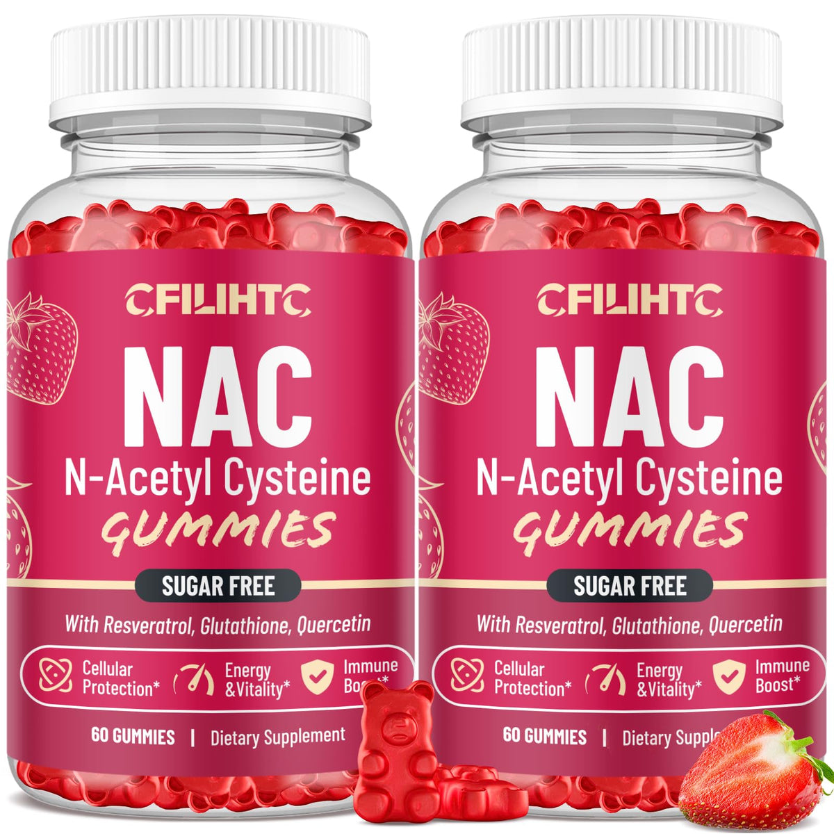 CFILIHTC NAC gummies 60 count bottle front view