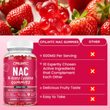 CFILIHTC NAC gummies displayed with fresh strawberries