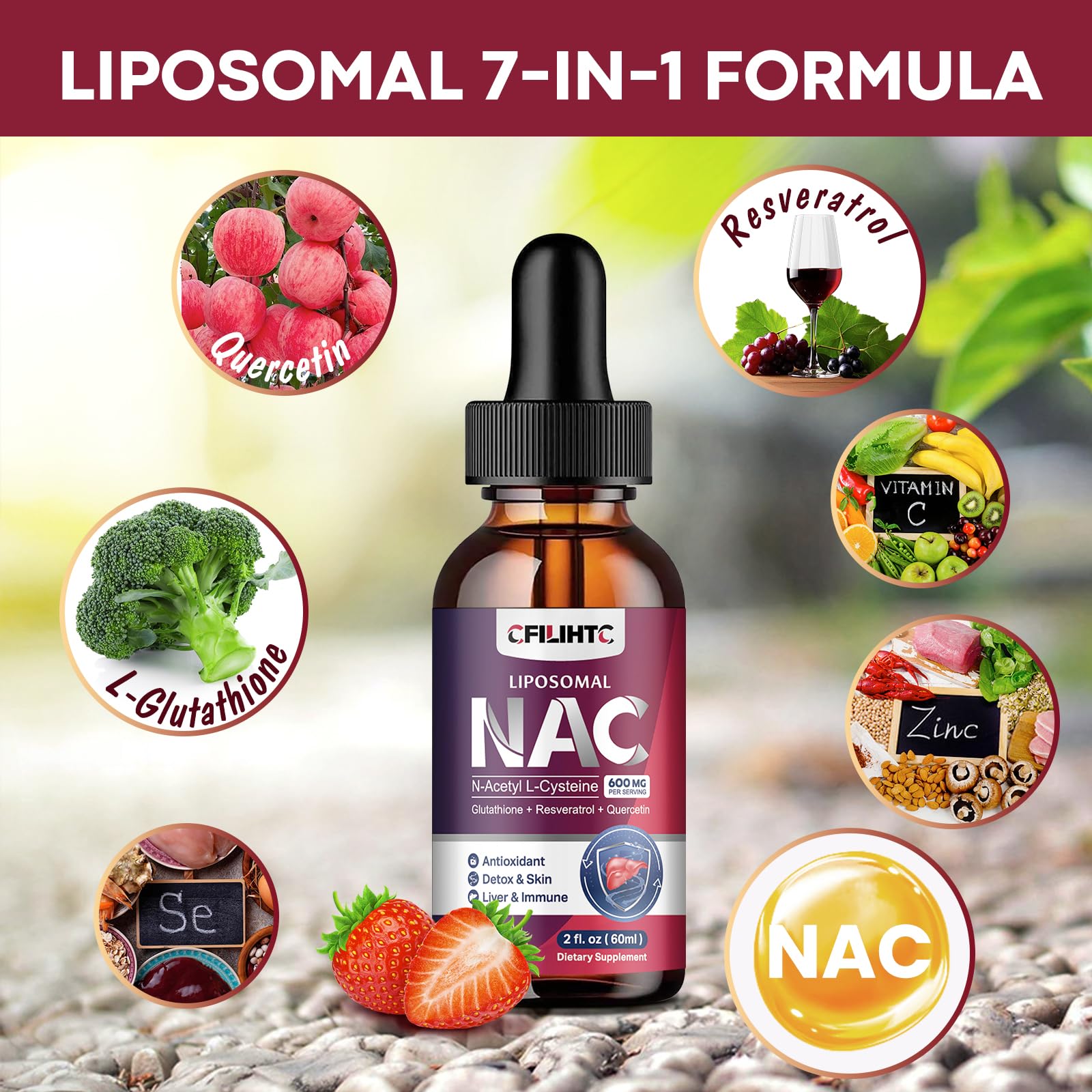 CFILIHTC NAC Liquid Drops 600mg bottle side view