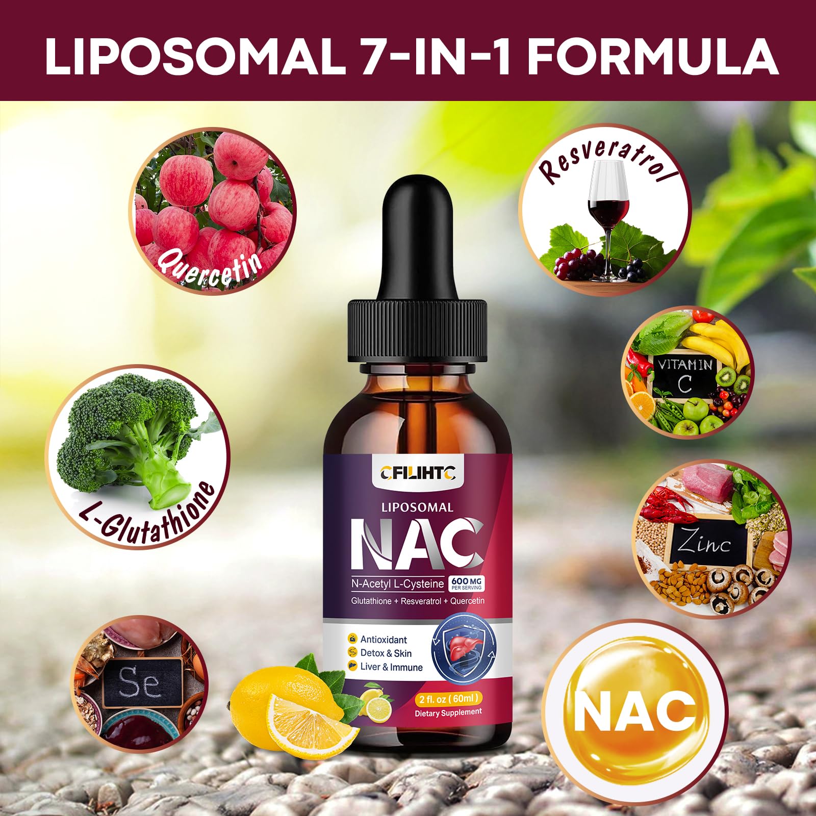 CFILIHTC NAC Supplement Liquid Drops 600mg side view
