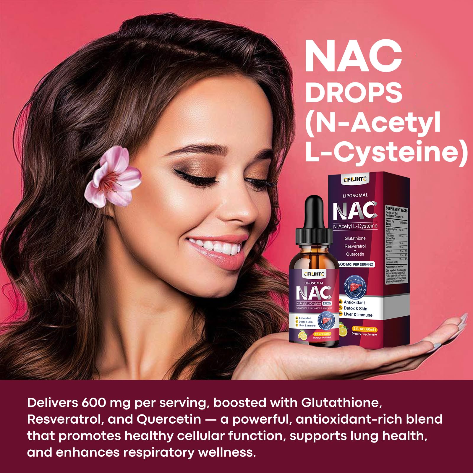 CFILIHTC NAC Supplement Liquid Drops 600mg with lemon flavour