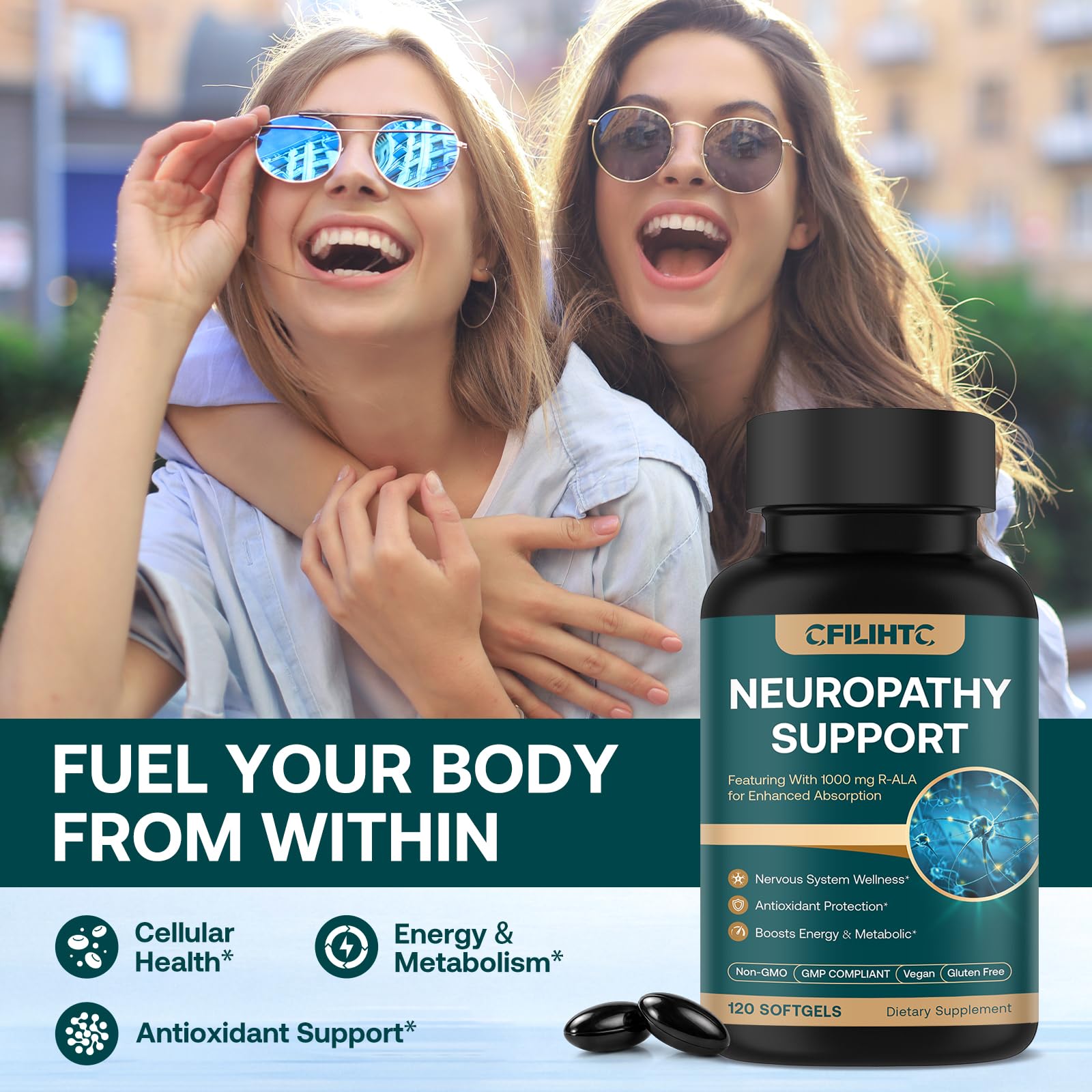 CFILIHTC Neuropathy Supplement softgel close-up