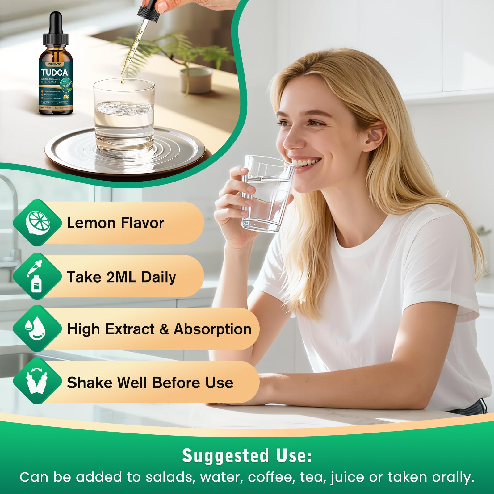 CFILIHTC TUDCA Liquid Liver Extract 1200mg in a lifestyle setting