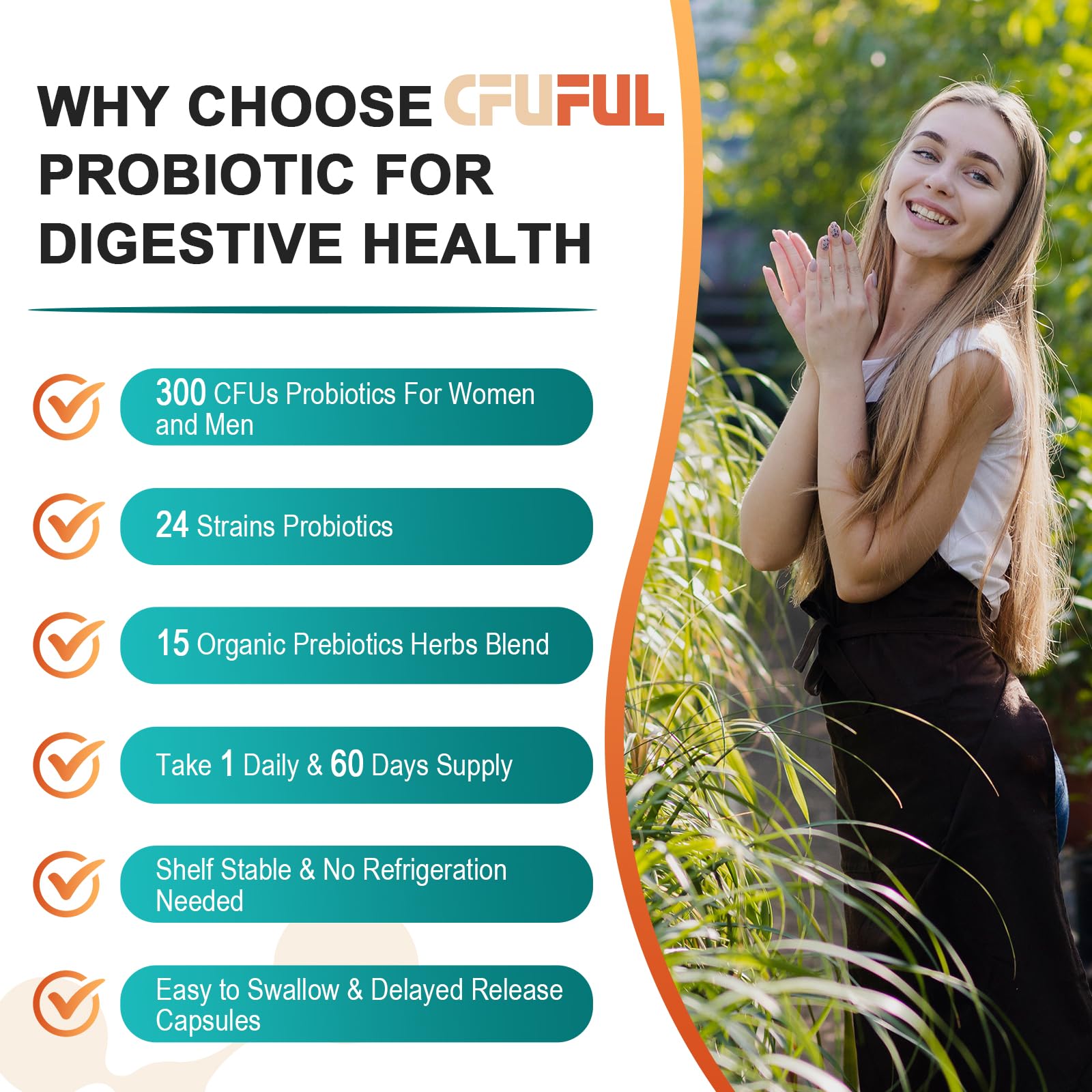 Cfuful Probiotics 300 Billion CFU Daily Supplement capsule close-up