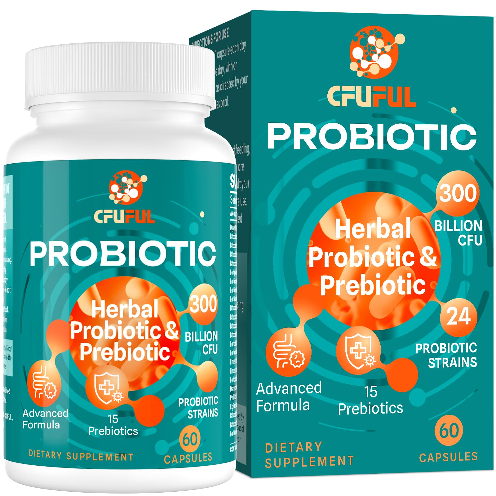 Cfuful Probiotics 300 Billion CFU supplement bottle front view